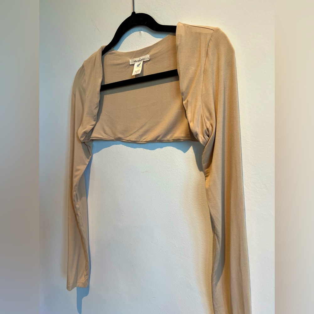 Tan Cropped Sleeve Top